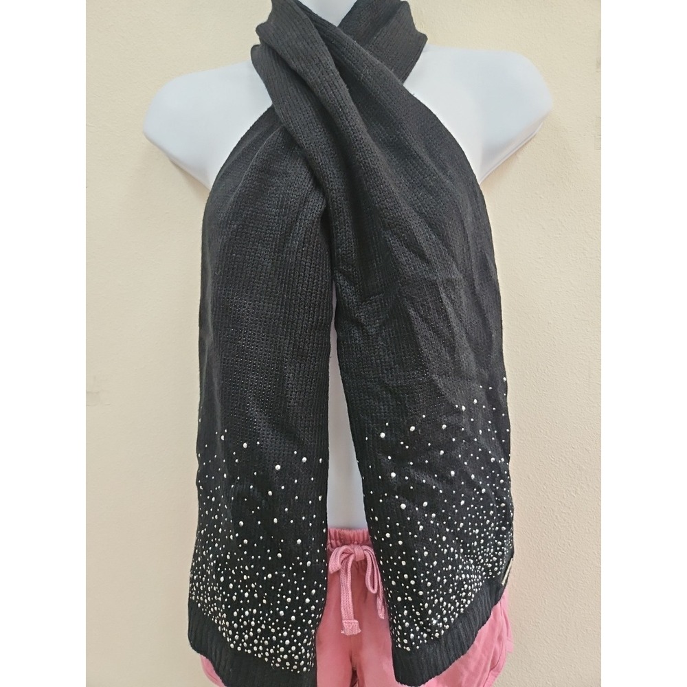 Bebe women's Scarf Black 58×10 Rinestones